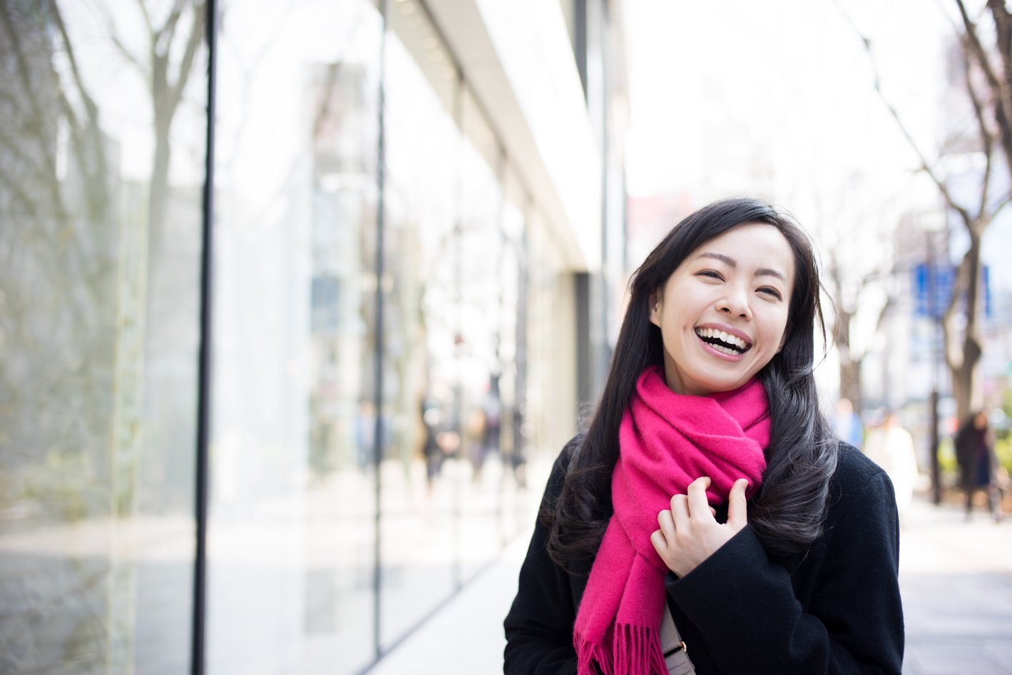 Japanese woman outside